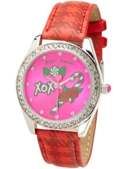 Women's Watch - Vegan Leather Strap Rhinestone Studded Wristwatch, Quartz Movement: BJW049