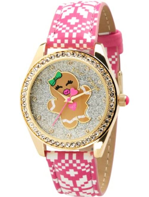 BETSEY JOHNSON Women's Watch - Vegan Leather Strap Rhinestone Studded Wristwatch, Quartz Movement: BJW049