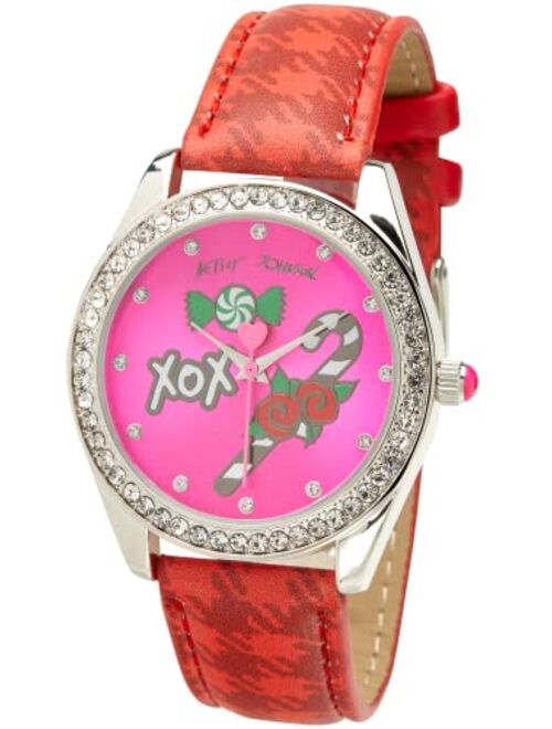 BETSEY JOHNSON Women's Watch - Vegan Leather Strap Rhinestone Studded Wristwatch, Quartz Movement: BJW049