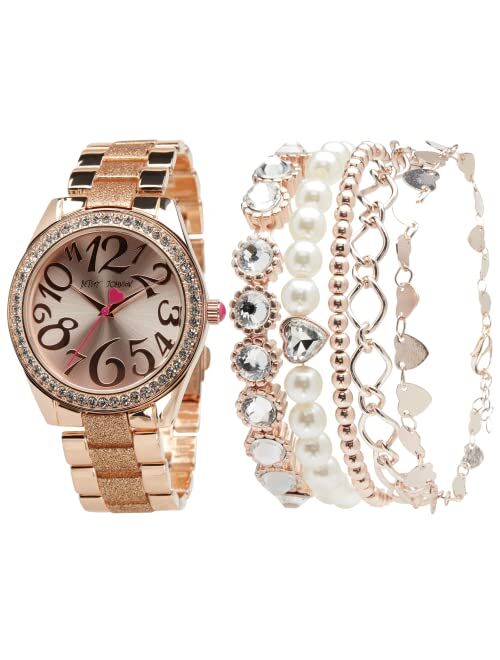 BETSEY JOHNSON Women's Watch Set - Link Band Wristwatch with Stacked Bracelets: BJWS001