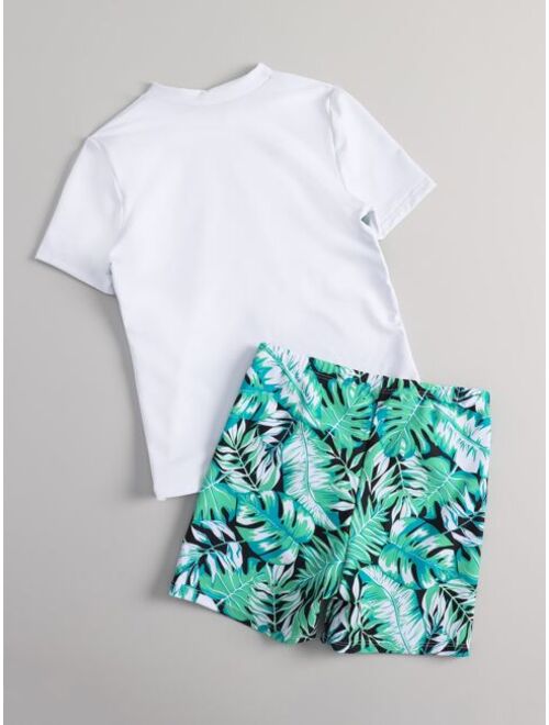 Shein Boys Tropical Print Beach Swimsuit