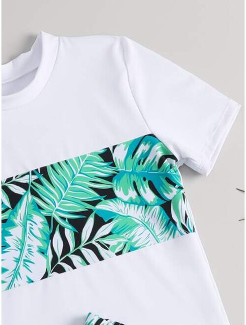 Shein Boys Tropical Print Beach Swimsuit