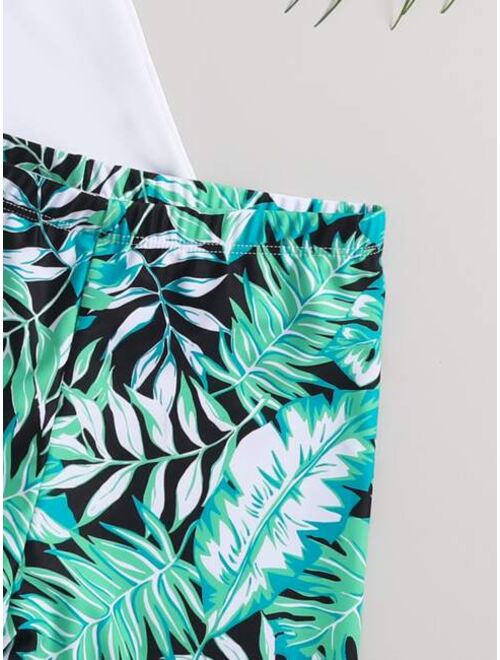 Shein Boys Tropical Print Beach Swimsuit