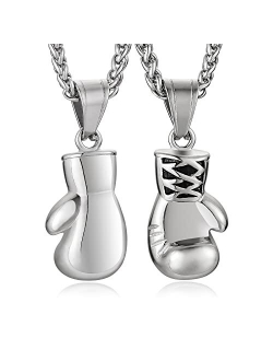 Men Women Punk Stainless Steel Boxing Glove Chain Pendant Necklace