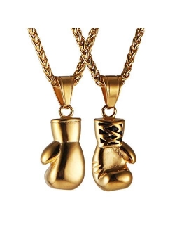 Men Women Punk Stainless Steel Boxing Glove Chain Pendant Necklace