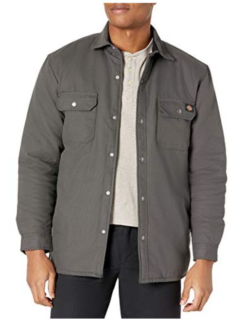 Dickies Men's Flannel Lined Duck Shirt Jacket with Hydroshield