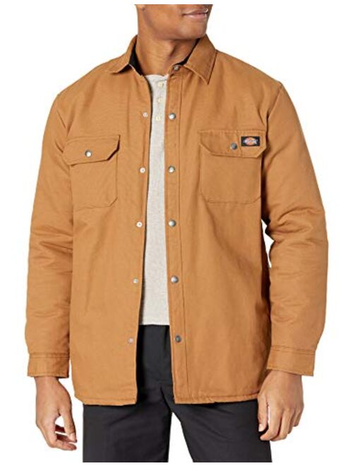 Dickies Men's Flannel Lined Duck Shirt Jacket with Hydroshield