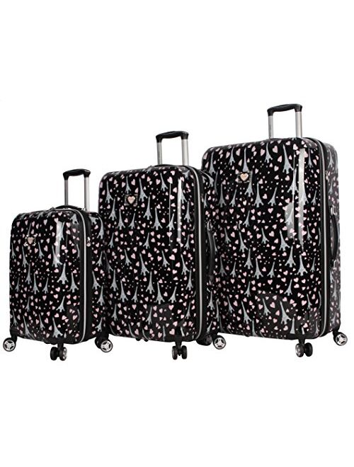 Betsey Johnson Designer Luggage Collection - Expandable 3 Piece Hardside Lightweight Spinner Suitcase Set - Travel Set includes 20-Inch Carry On, 26 inch and 30-Inch Chec