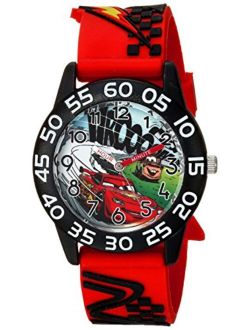 Boys' Cars Analog-Quartz Watch with Plastic Strap, red, 16 (Model: WDS000024)