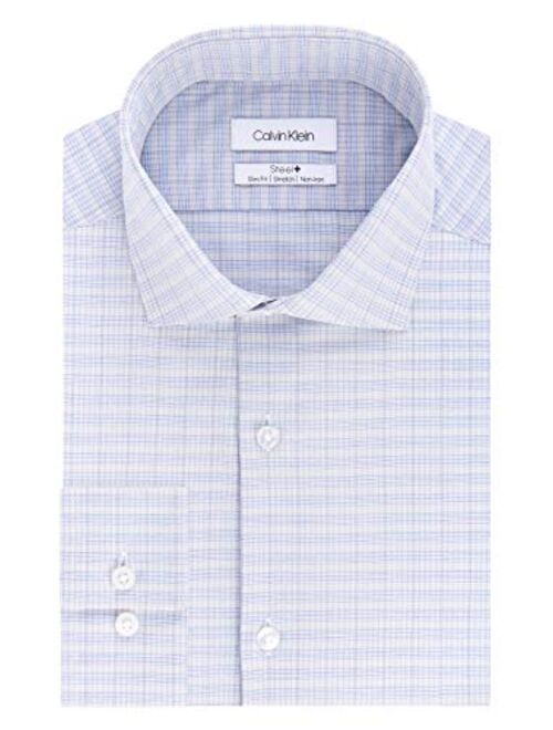 Calvin Klein Men's Dress Shirt Slim Fit Non Iron Stretch Check
