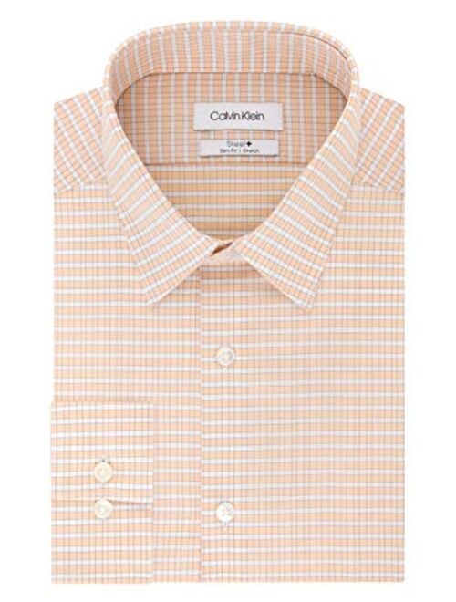 Calvin Klein Men's Dress Shirt Slim Fit Non Iron Stretch Check