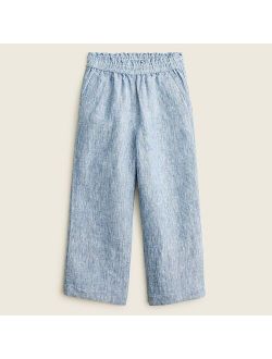 Girls' wide-leg linen pant
