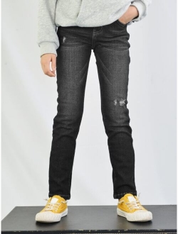 Boys Bleach Wash Ripped Frayed Jeans