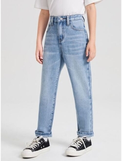 Boys High Waist Straight Leg Jeans