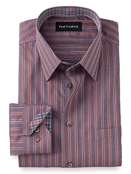 Paul Fredrick Men's Classic Fit Non-Iron Cotton Stripe Dress Shirt