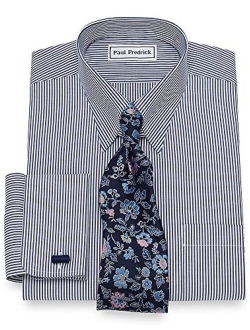 Paul Fredrick Men's Non-Iron Cotton Pinpoint Snap Tab Collar Dress Shirt