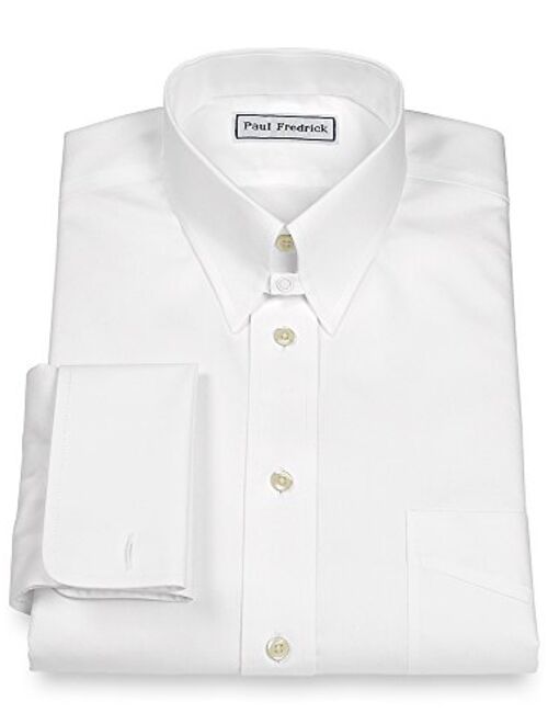 Paul Fredrick Men's Non-Iron Cotton Pinpoint Snap Tab Collar Dress Shirt