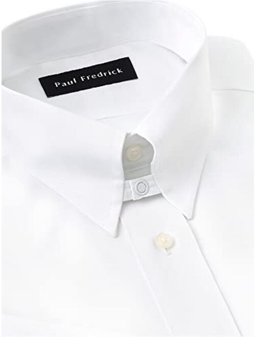 Paul Fredrick Men's Non-Iron Cotton Pinpoint Snap Tab Collar Dress Shirt