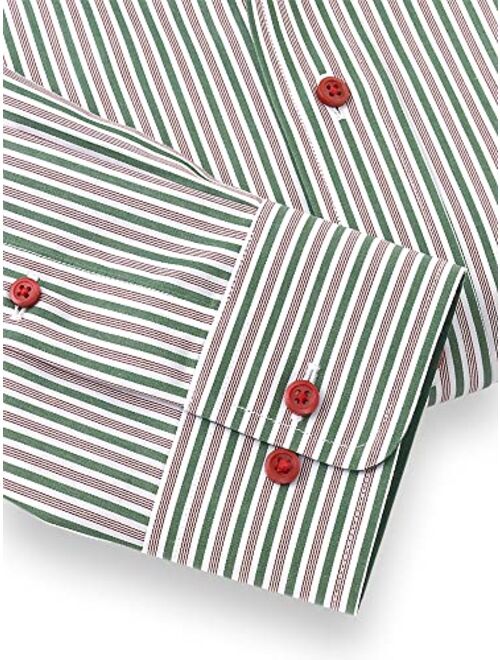 Paul Fredrick Men's Classic Fit Non-Iron Cotton Stripe Dress Shirt