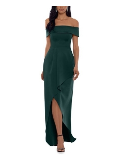 Off-The-Shoulder Asymmetrical-Hem Gown