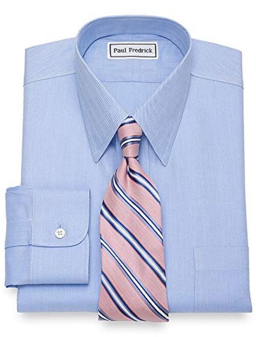 Paul Fredrick Men's Non-Iron Cotton Herringbone Straight Collar Dress Shirt