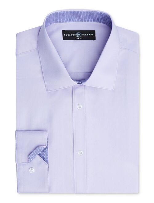 Society of Threads Men's Slim-Fit Non-Iron Stretch Solid Dress Shirt