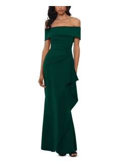 Ruffled Off-The-Shoulder Gown