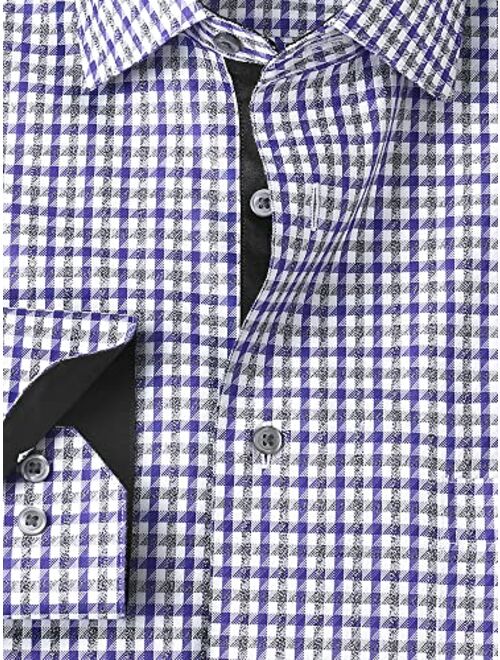 Paul Fredrick Men's Tailored Fit Non-Iron Cotton Check Dress Shirt