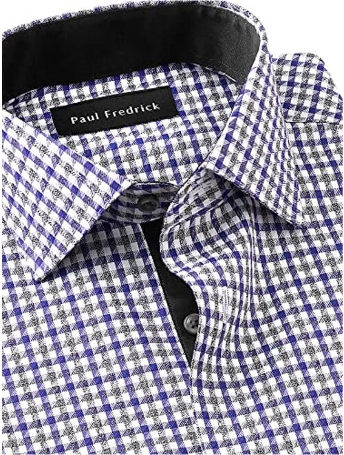 Paul Fredrick Men's Tailored Fit Non-Iron Cotton Check Dress Shirt