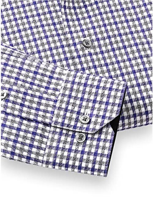 Paul Fredrick Men's Tailored Fit Non-Iron Cotton Check Dress Shirt