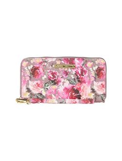 Ring Zip Around Wrislet Wallet Abstract Mauve Floral One Size