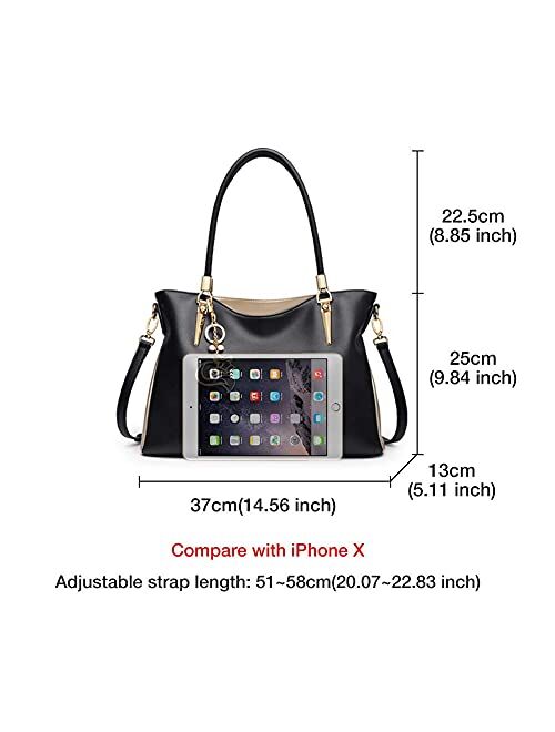 Laorentou Cow Leather Handbags for Women Top-handle Bags, Lady Satchel Shoulder Bag Ladies Pocketbooks Work Tote Purse Valentines Day