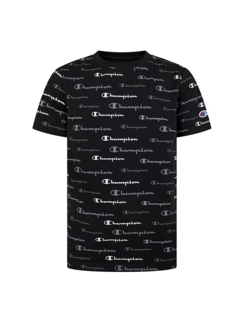 Champion Big Boys All Over Print Script Short Sleeve Tee