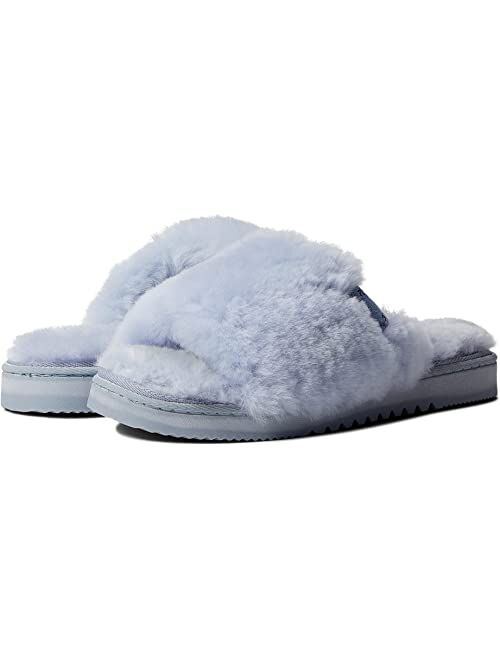 Dearfoams Women's Fireside Cairns Shearling Easy on/Off Slide Sandal Slipper