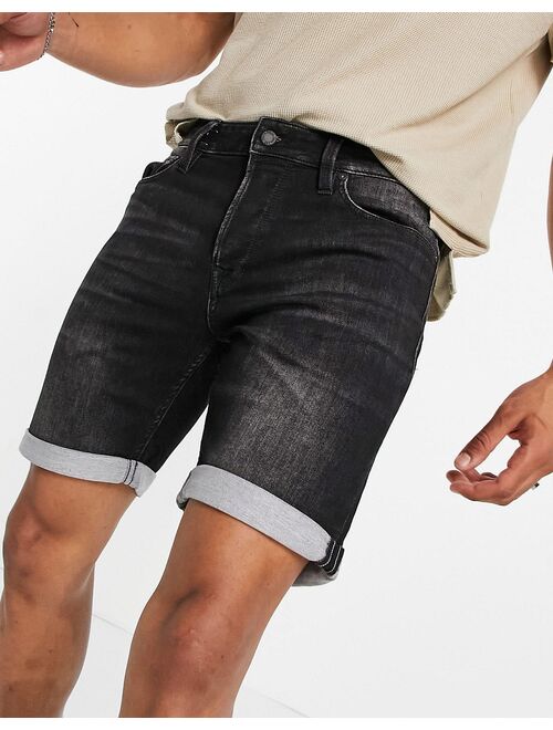 Jack & Jones denim shorts in washed black