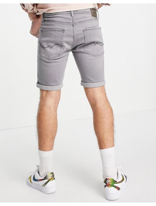 Jack & Jones Intelligence ripped denim shorts in gray