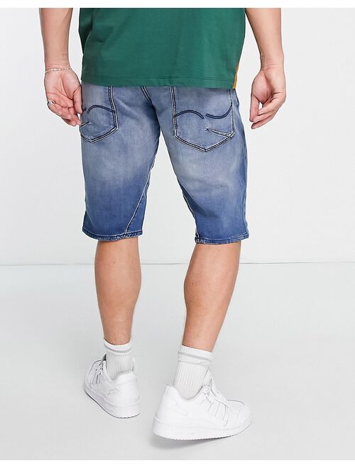 Jack & Jones long denim shorts in mid blue