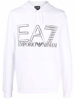 Ea7 Emporio Armani logo-print cotton hoodie