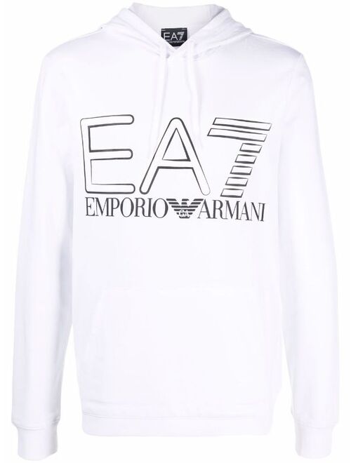 Ea7 Emporio Armani logo-print cotton hoodie