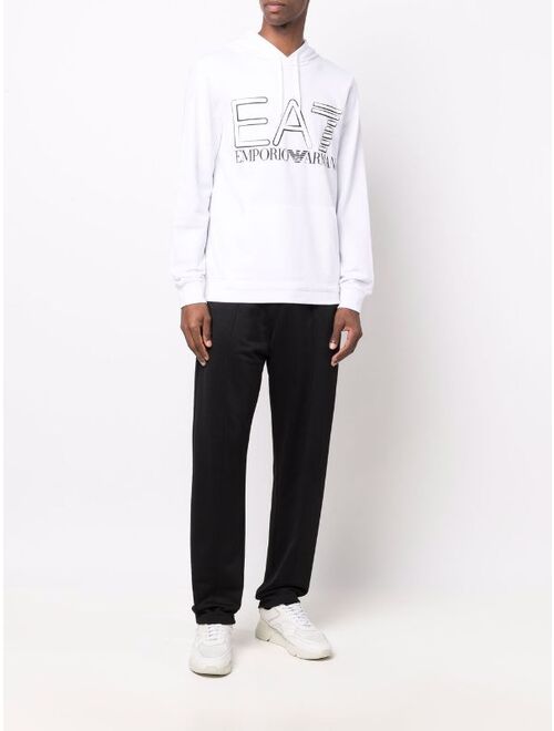 Ea7 Emporio Armani logo-print cotton hoodie