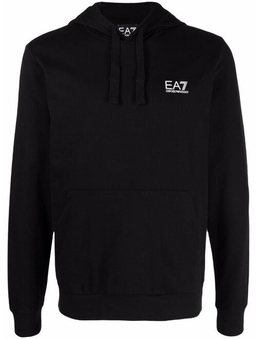 Ea7 Emporio Armani logo-print cotton hoodie