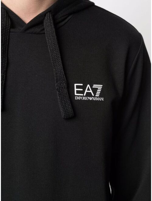 Ea7 Emporio Armani logo-print cotton hoodie