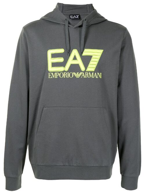 Ea7 Emporio Armani logo-print cotton hoodie