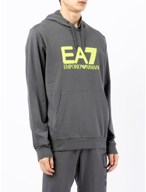 Ea7 Emporio Armani logo-print cotton hoodie