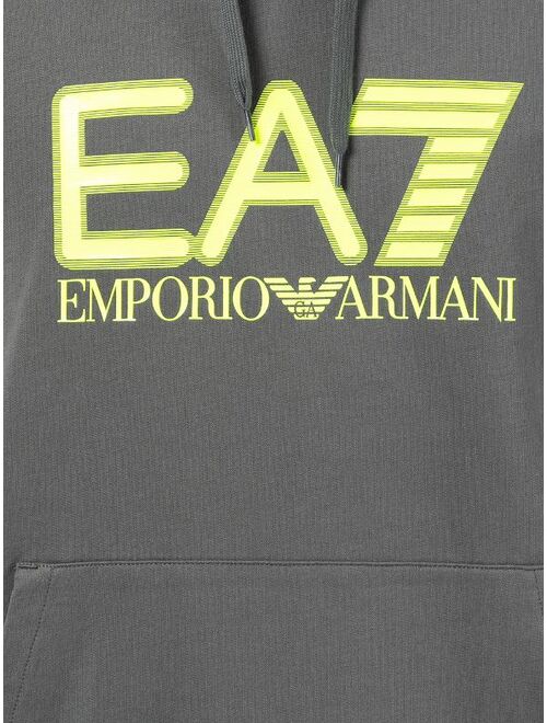 Ea7 Emporio Armani logo-print cotton hoodie