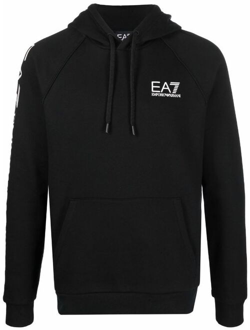 Ea7 Emporio Armani logo-print cotton hoodie