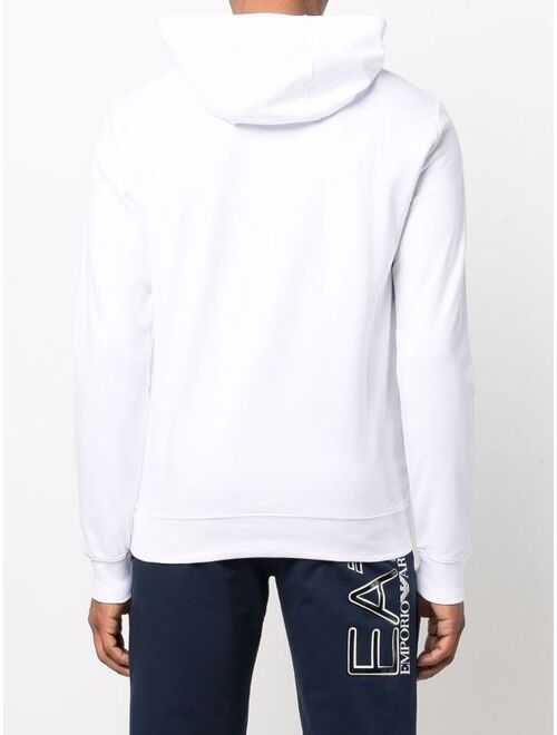 Ea7 Emporio Armani embossed logo rib-trimmed hoodie