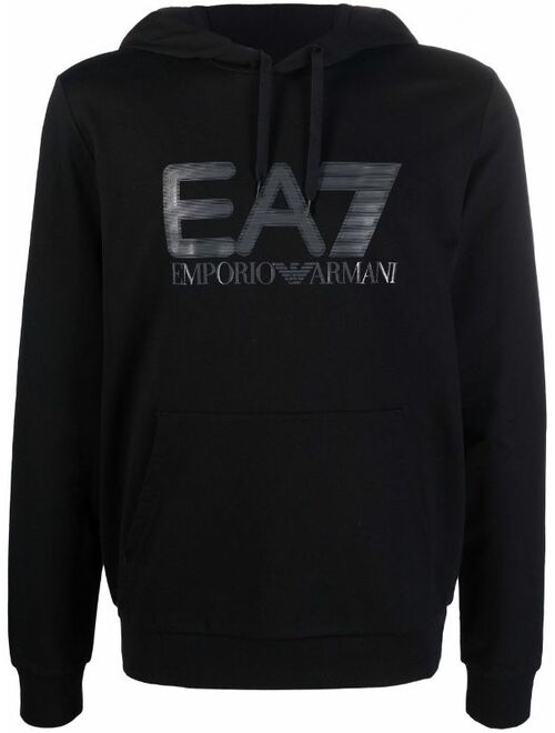 Ea7 Emporio Armani logo-print cotton hoodie