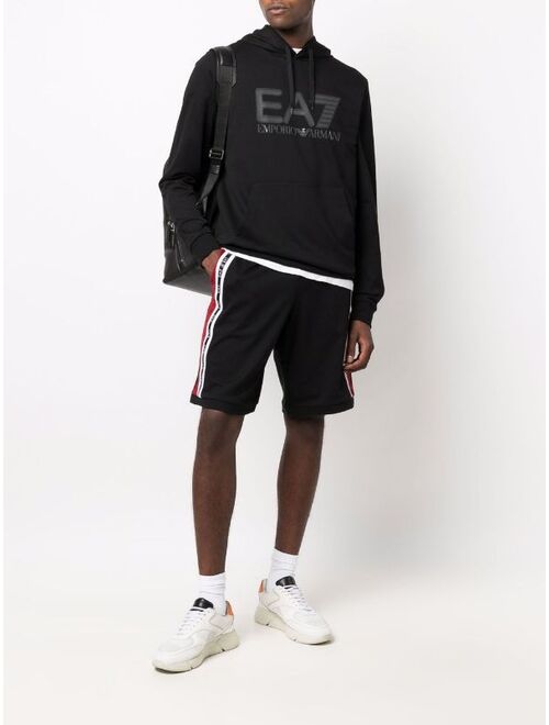 Ea7 Emporio Armani logo-print cotton hoodie