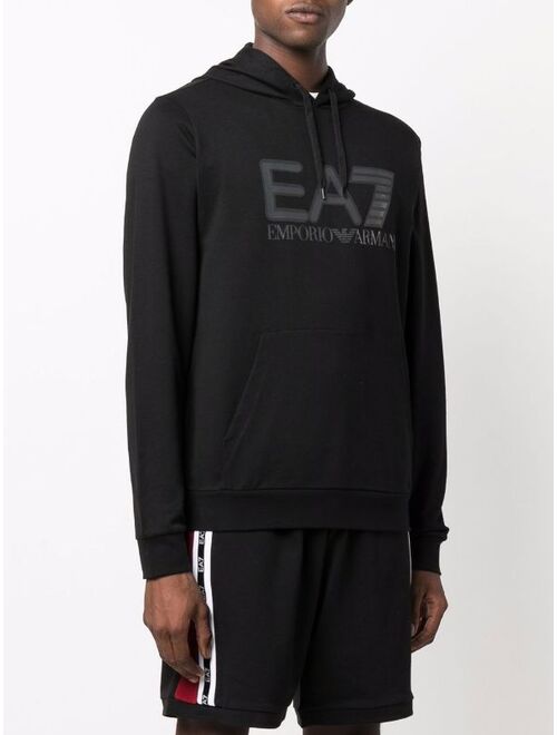 Ea7 Emporio Armani logo-print cotton hoodie